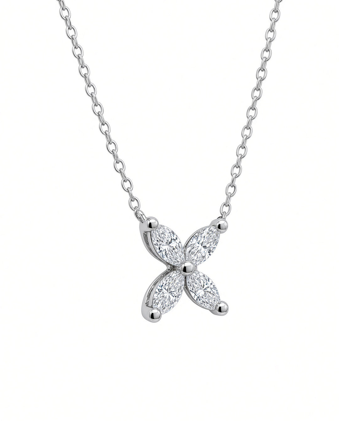 14K White Gold Four Marquise Lab-Grown Diamond Pendant – 0.47CT