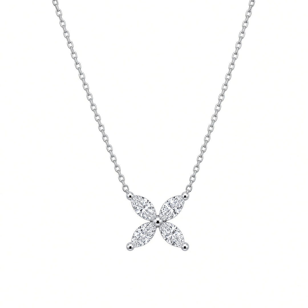 14K White Gold Four Marquise Lab-Grown Diamond Pendant – 0.47CT