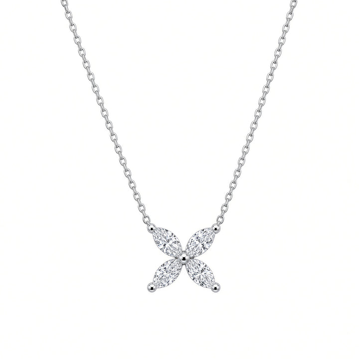 14K White Gold Four Marquise Lab-Grown Diamond Pendant – 0.47CT