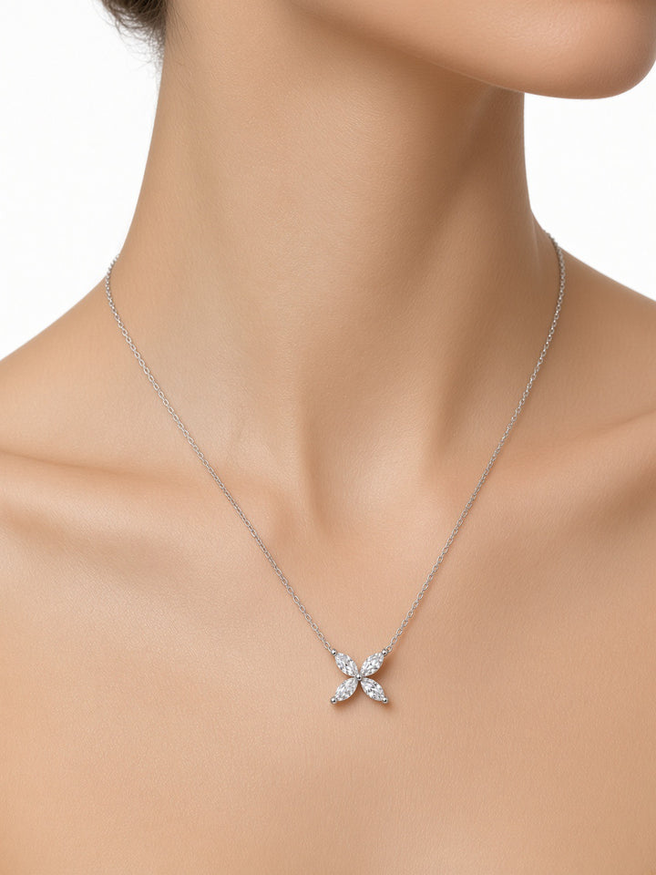 14K White Gold Four Marquise Lab-Grown Diamond Pendant – 0.47CT