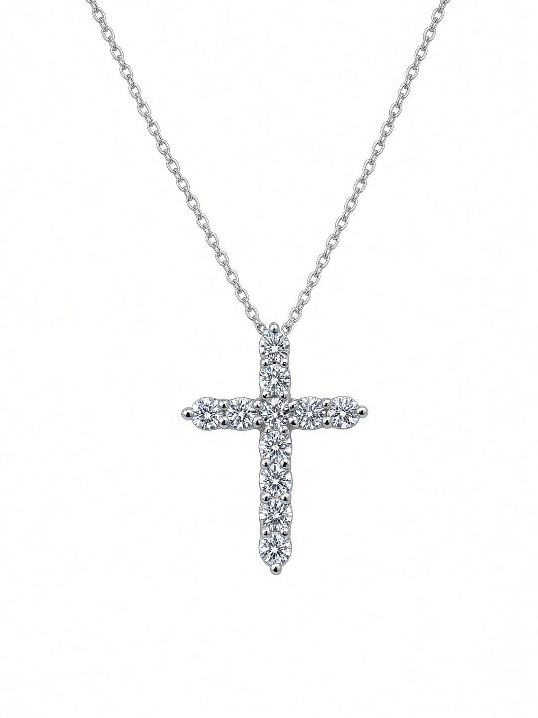 14K White Gold Lab-Grown Diamond Cross Pendant Necklace – 0.64CT