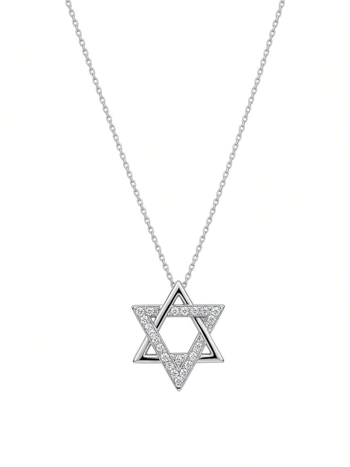 14K White Gold Star of David Necklace – 0.33CT Lab-Grown Diamonds