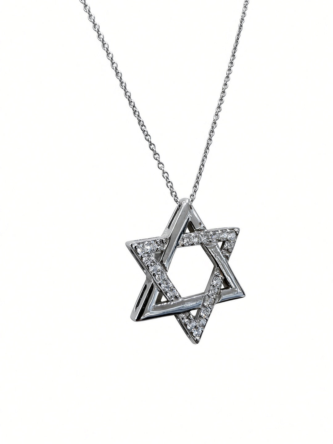 14K White Gold Star of David Necklace – 0.33CT Lab-Grown Diamonds