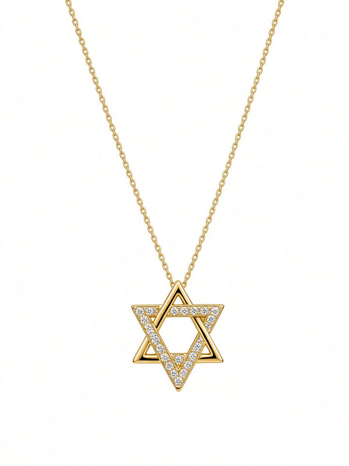 14K White Gold Star of David Necklace – 0.33CT Lab-Grown Diamonds