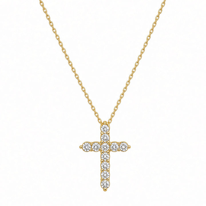 14K White Gold Lab-Grown Diamond Cross Pendant Necklace – 0.64CT
