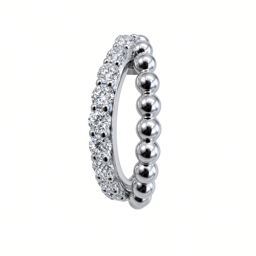 14K White Gold Double-Row Small Hoop Earrings – 0.45CT Lab-Grown Diamonds