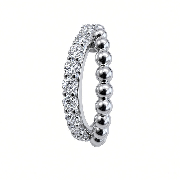 14K White Gold Double-Row Small Hoop Earrings – 0.45CT Lab-Grown Diamonds