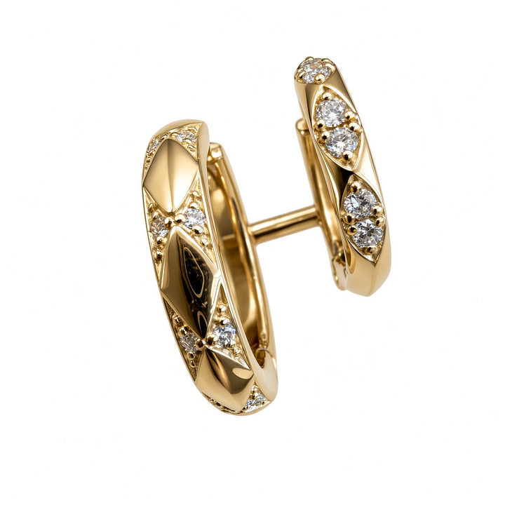 14K Gold Double-Row Huggy Earrings – 0.18CT Lab-Grown Diamonds