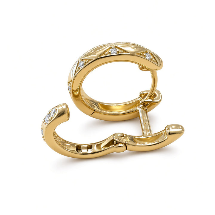 14K Gold Double-Row Huggy Earrings – 0.18CT Lab-Grown Diamonds