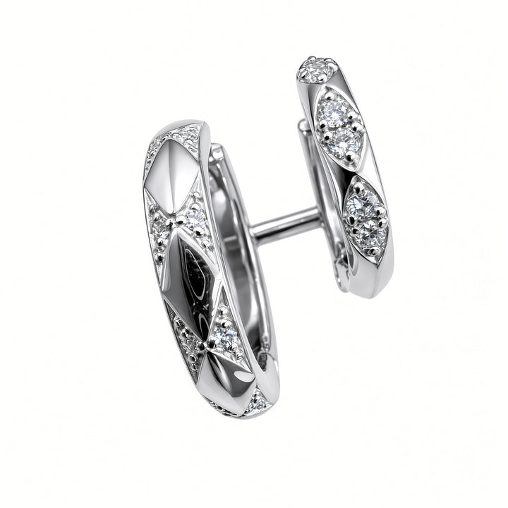 14K Gold Double-Row Huggy Earrings – 0.18CT Lab-Grown Diamonds