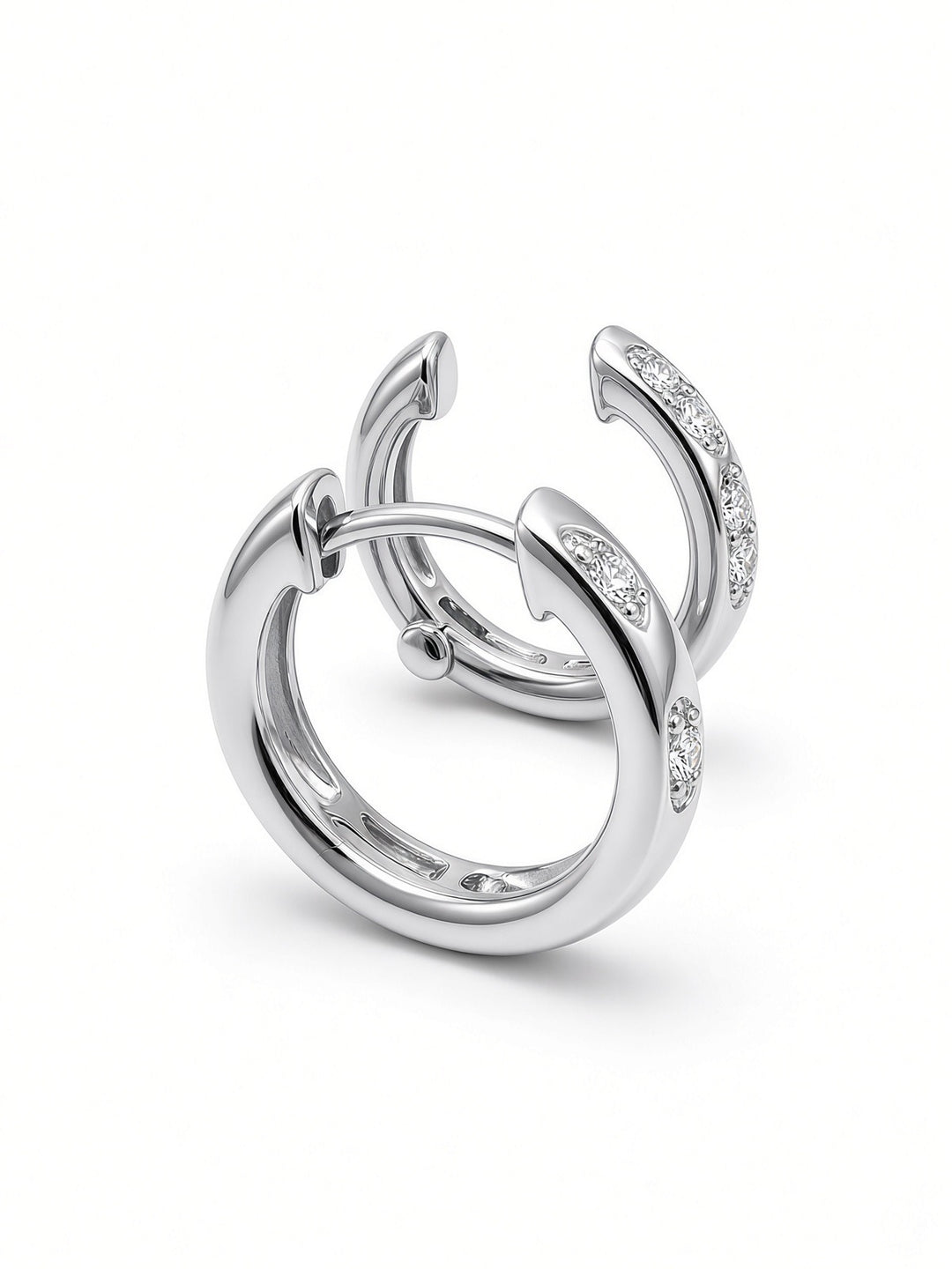 14K Gold Double-Row Huggy Earrings – 0.18CT Lab-Grown Diamonds