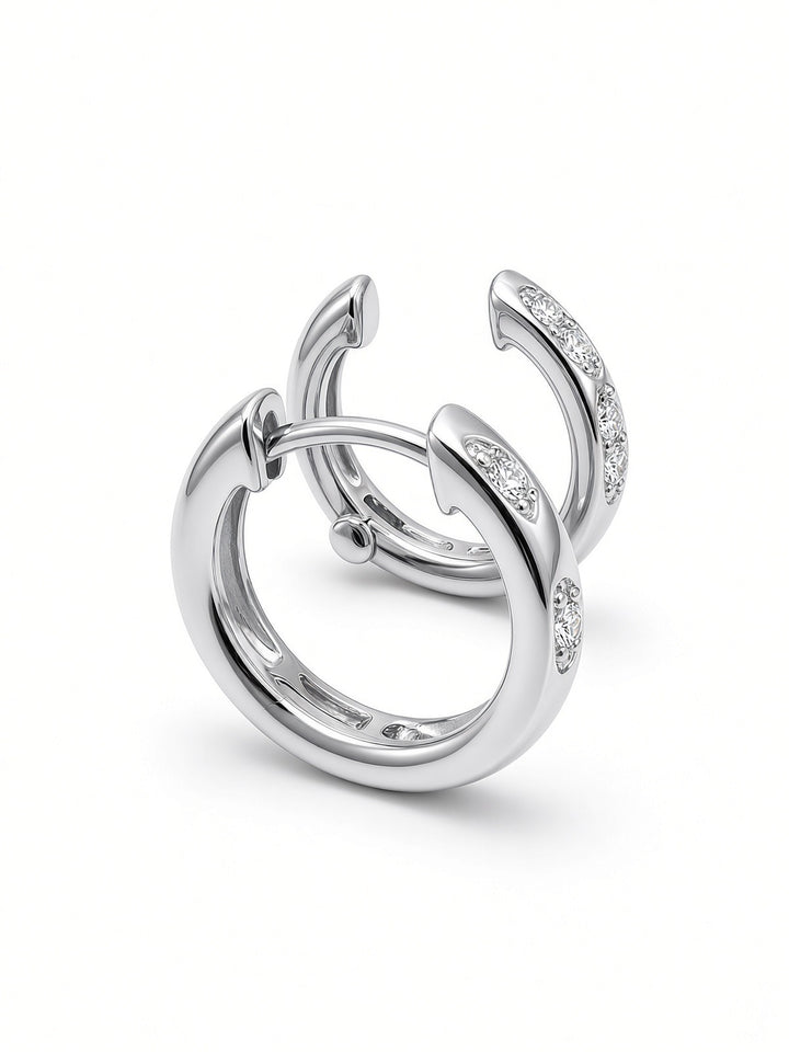 14K Gold Double-Row Huggy Earrings – 0.18CT Lab-Grown Diamonds