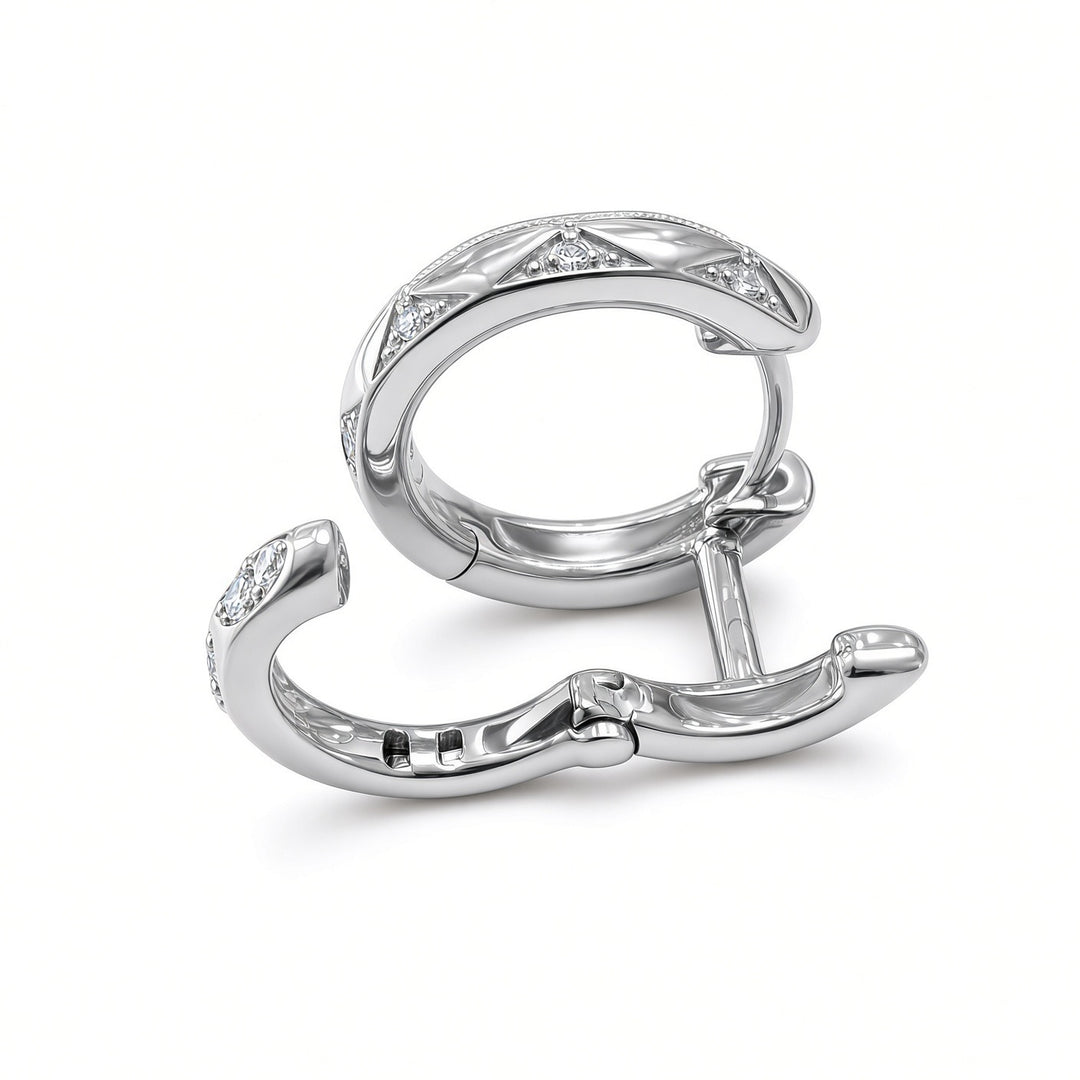 14K Gold Double-Row Huggy Earrings – 0.18CT Lab-Grown Diamonds