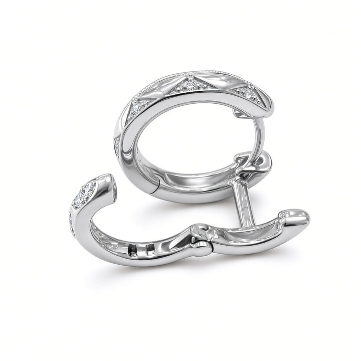14K Gold Double-Row Huggy Earrings – 0.18CT Lab-Grown Diamonds