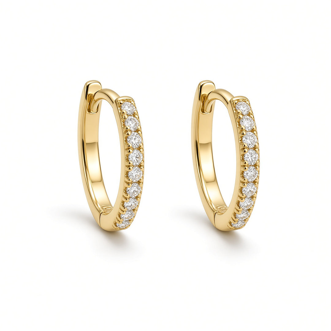 14K Gold Diamond Huggy Earrings – 0.09CT Lab-Grown Diamonds