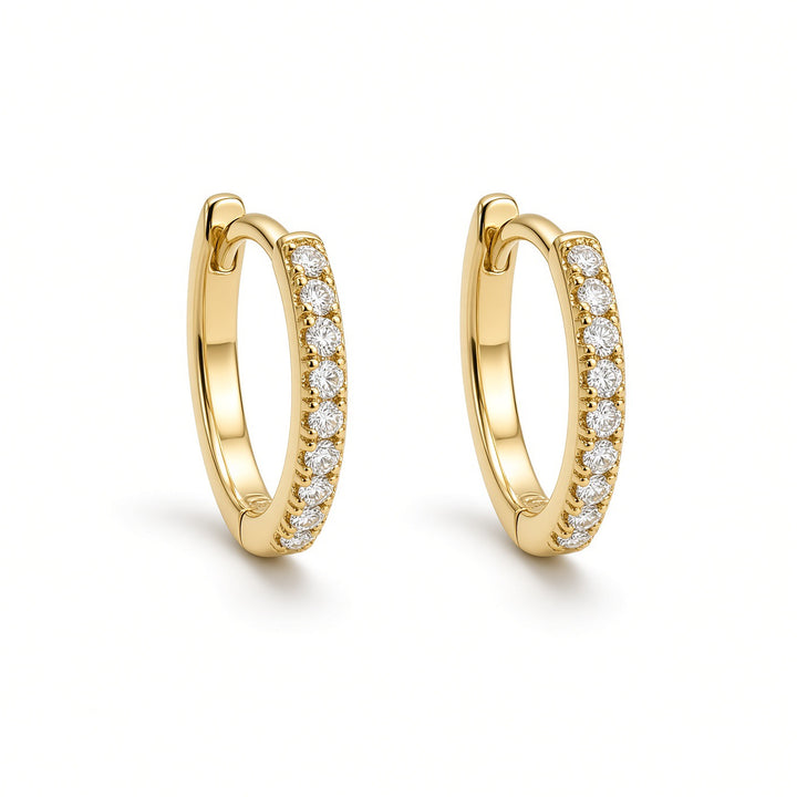 14K Gold Diamond Huggy Earrings – 0.09CT Lab-Grown Diamonds