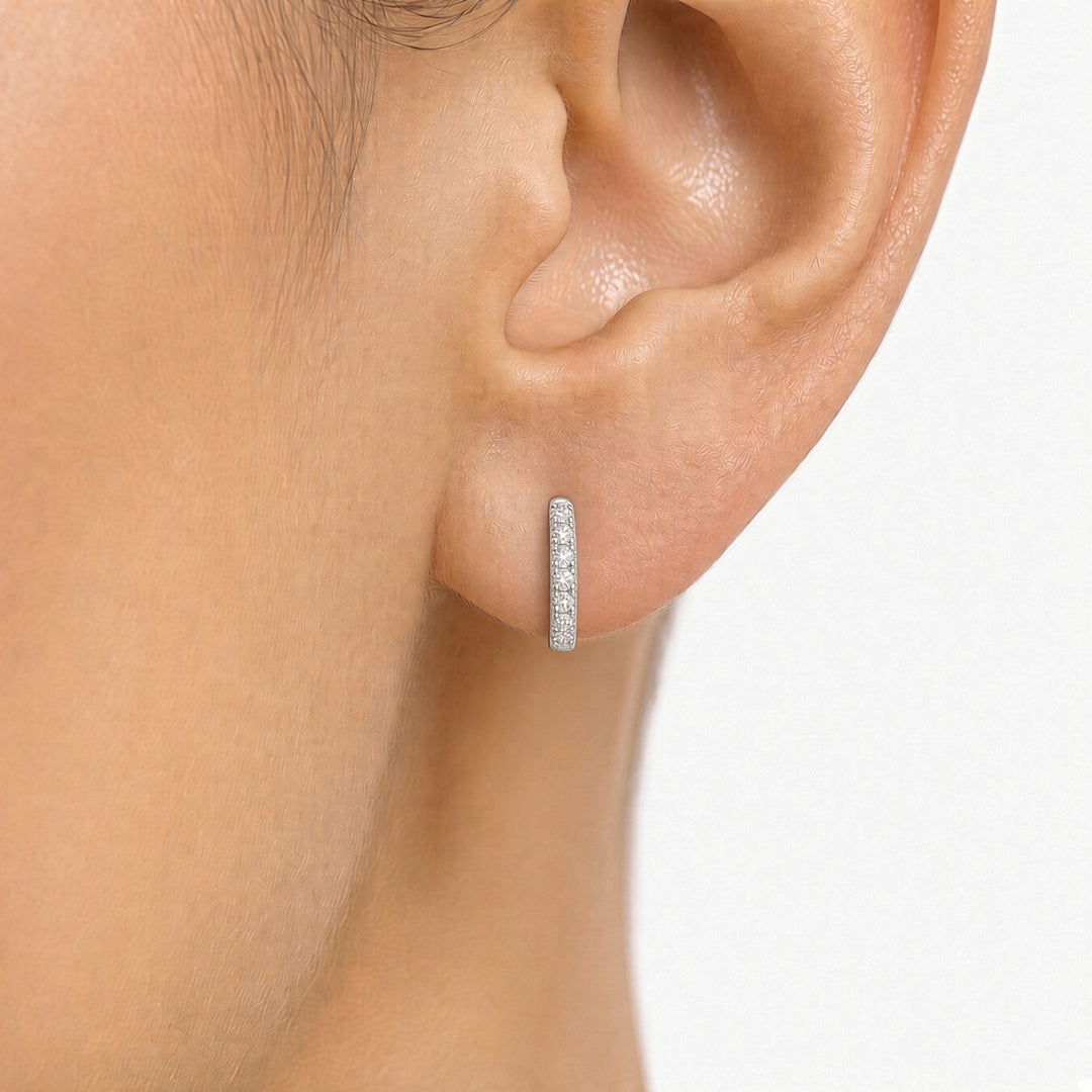 14K Gold Diamond Huggy Earrings – 0.09CT Lab-Grown Diamonds