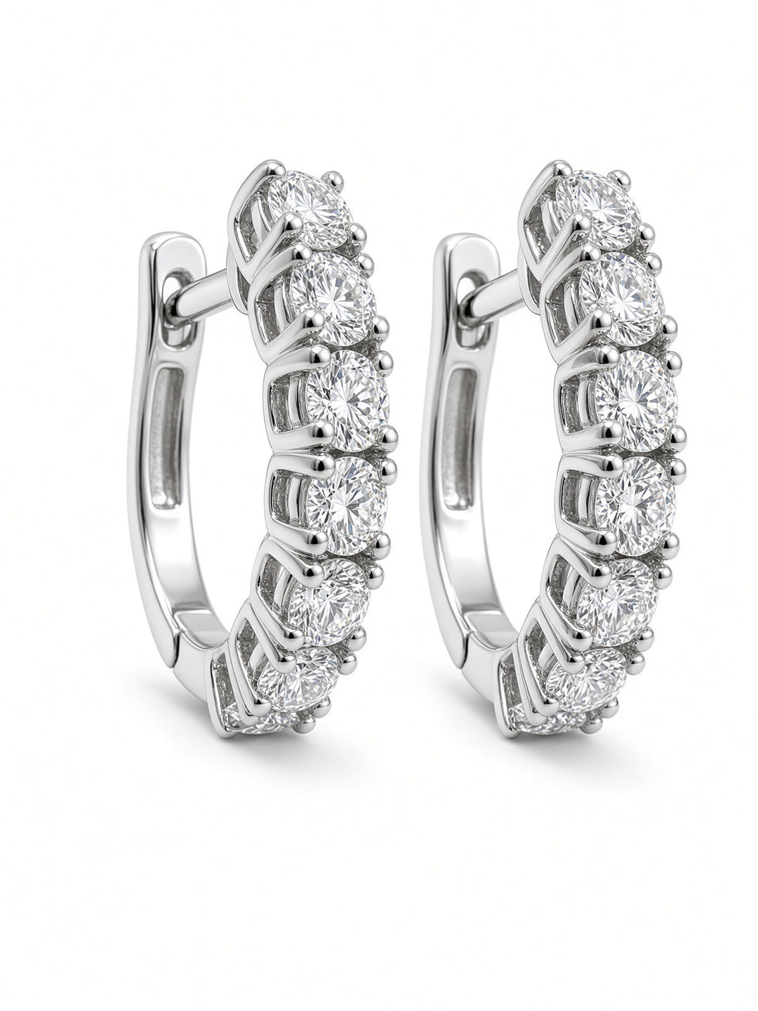 1.21CT Oval Lab-Grown Diamond Hoop Earrings – 14K White Gold