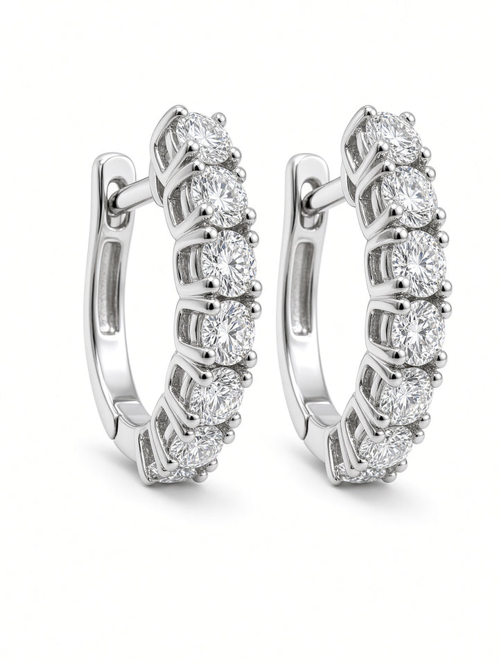 1.21CT Oval Lab-Grown Diamond Hoop Earrings – 14K White Gold