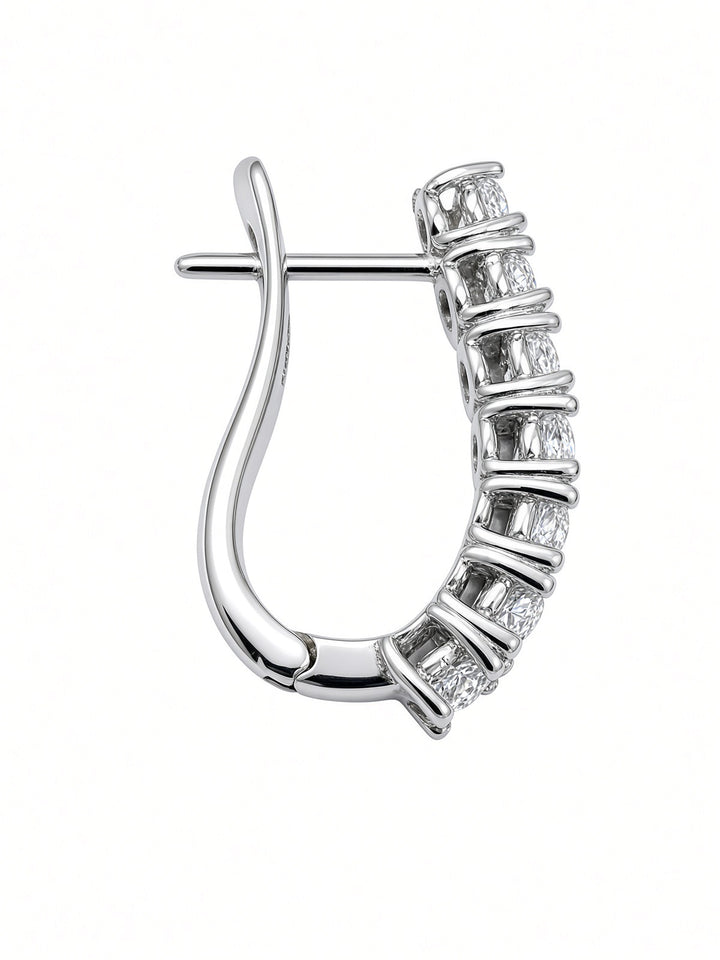 1.21CT Oval Lab-Grown Diamond Hoop Earrings – 14K White Gold