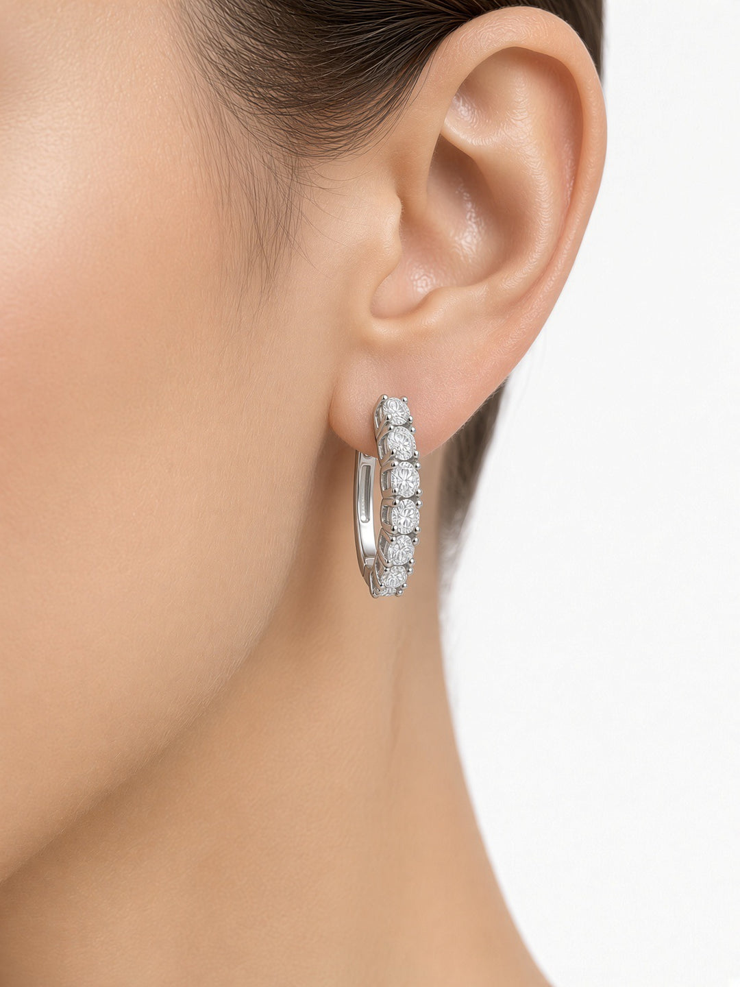 1.21CT Oval Lab-Grown Diamond Hoop Earrings – 14K White Gold
