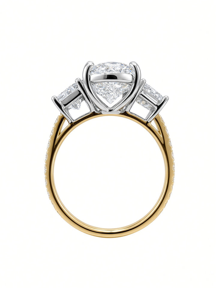 14K Two-Tone Gold 3.51CT Oval Lab-Grown Diamond Three-Stone Engagement Ring