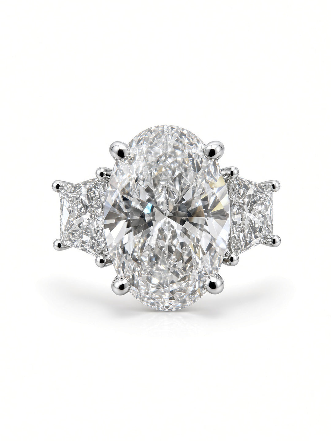 14K Two-Tone Gold 3.51CT Oval Lab-Grown Diamond Three-Stone Engagement Ring