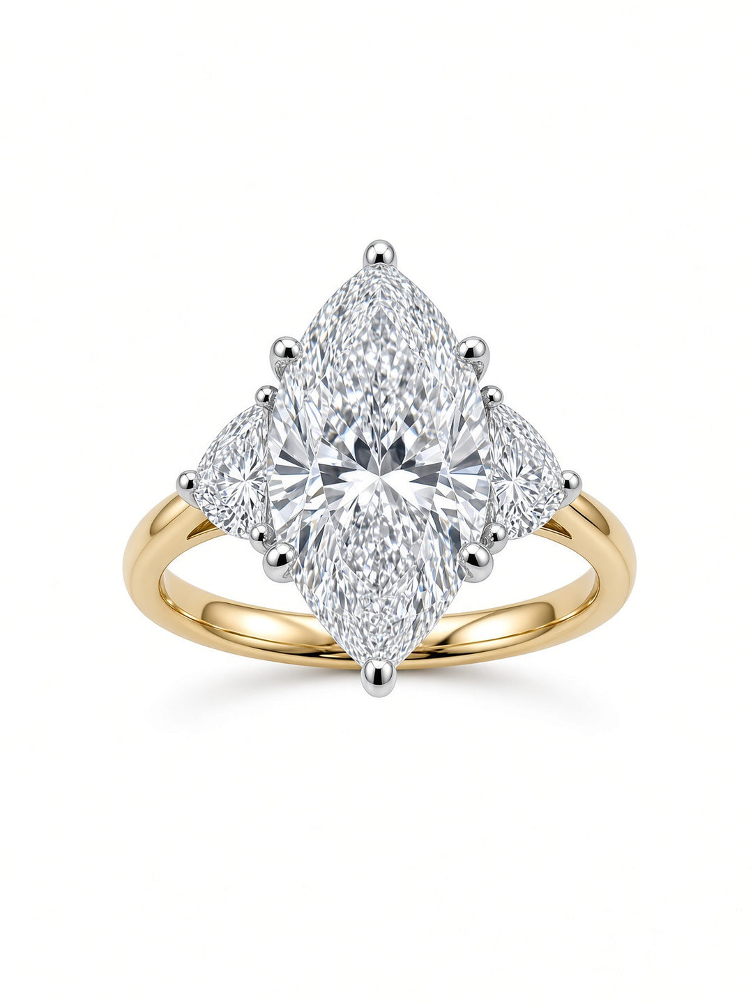 14K Two-Tone Gold 2.97CT Marquise Lab-Grown Diamond Three-Stone Engagement Ring