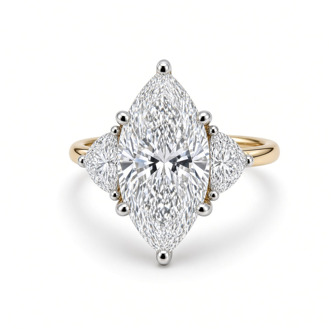14K Two-Tone Gold 2.97CT Marquise Lab-Grown Diamond Three-Stone Engagement Ring