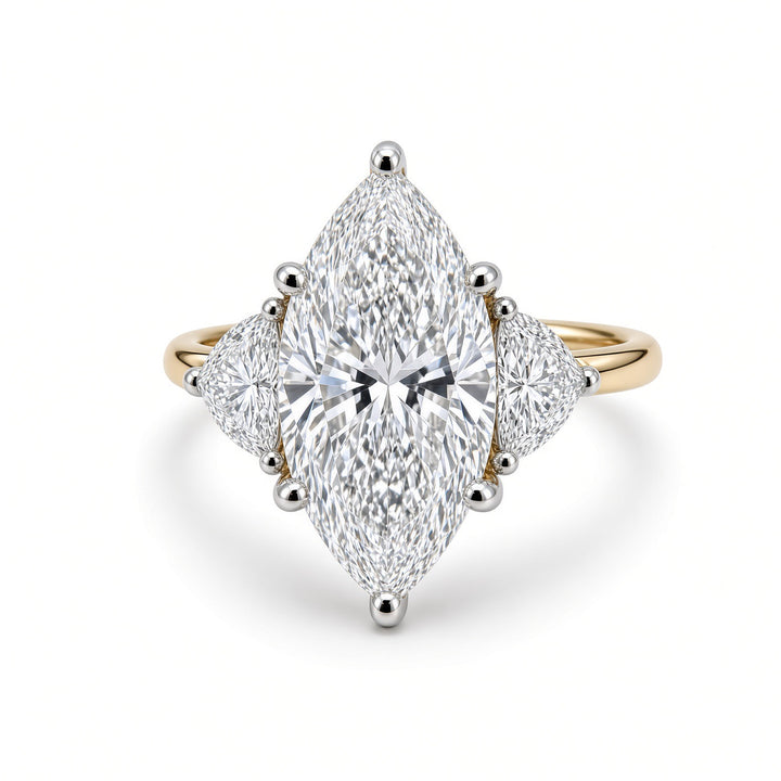 14K Two-Tone Gold 2.97CT Marquise Lab-Grown Diamond Three-Stone Engagement Ring