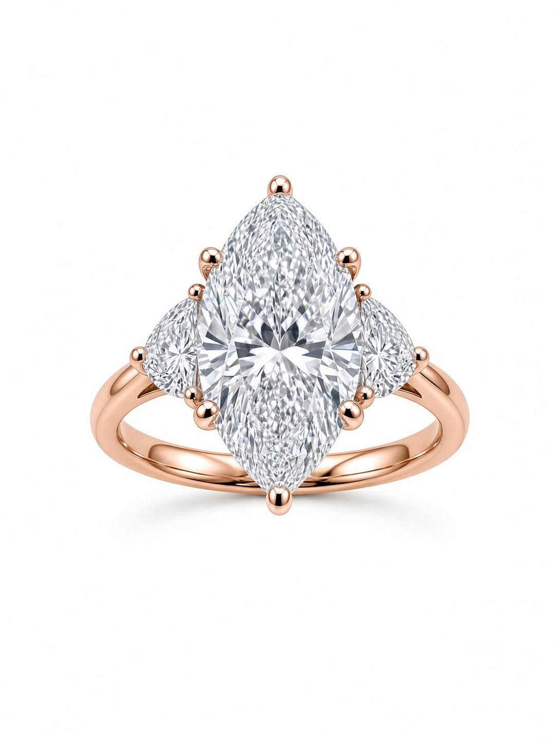 14K Two-Tone Gold 2.97CT Marquise Lab-Grown Diamond Three-Stone Engagement Ring
