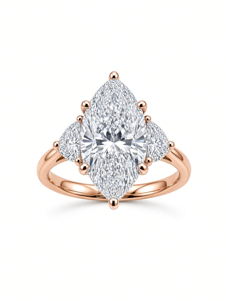 14K Two-Tone Gold 2.97CT Marquise Lab-Grown Diamond Three-Stone Engagement Ring