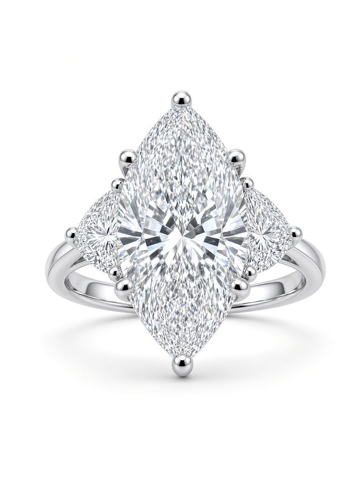 14K Two-Tone Gold 2.97CT Marquise Lab-Grown Diamond Three-Stone Engagement Ring