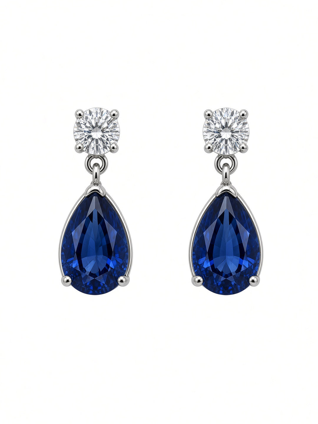 8.15 CT Lab-Grown Sapphire &amp; 0.82 CT Natural Diamond Earrings in 14K White Gold
