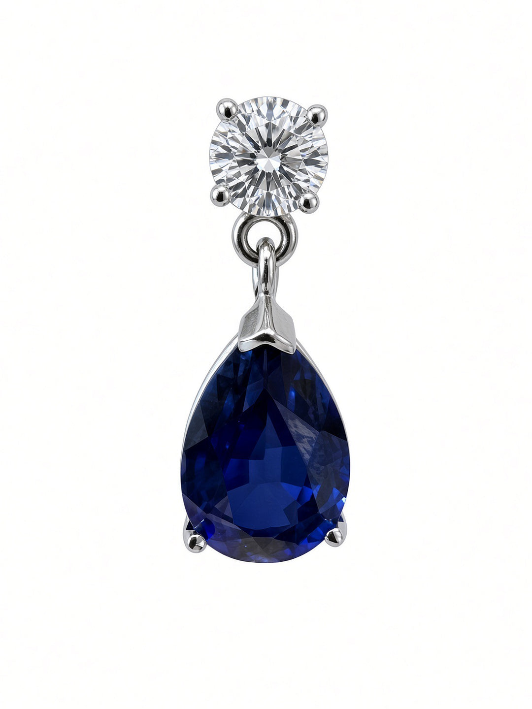 8.15 CT Lab-Grown Sapphire &amp; 0.82 CT Natural Diamond Earrings in 14K White Gold