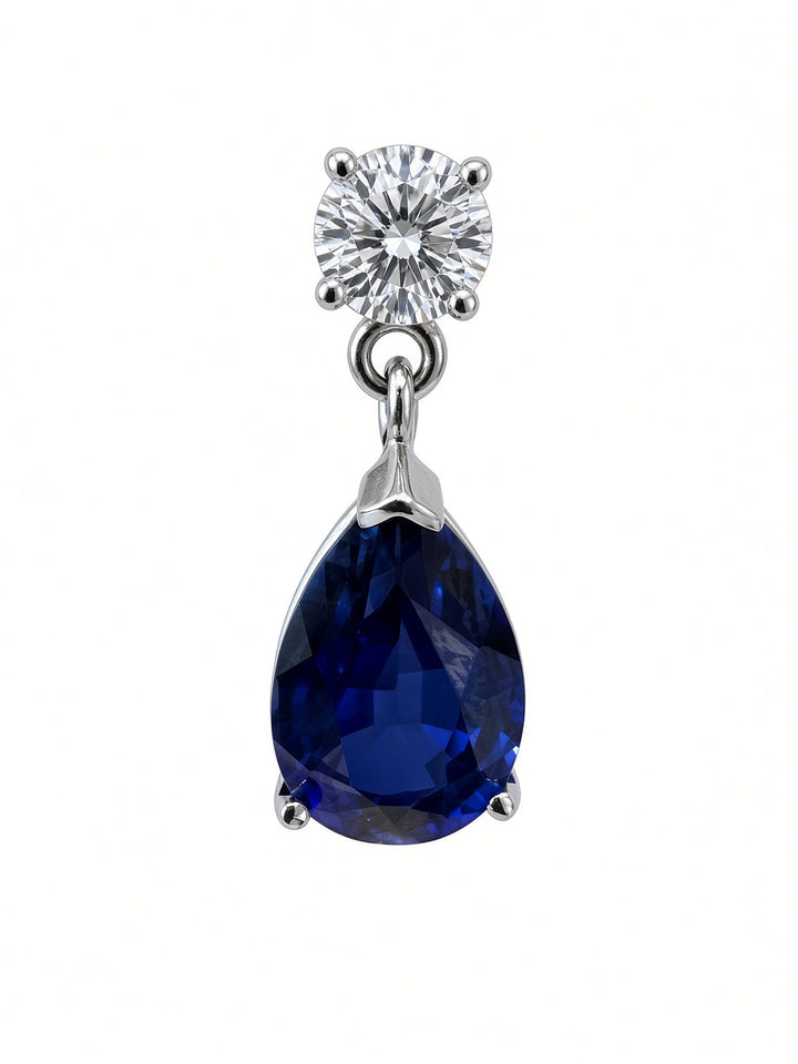 8.15 CT Lab-Grown Sapphire &amp; 0.82 CT Natural Diamond Earrings in 14K White Gold