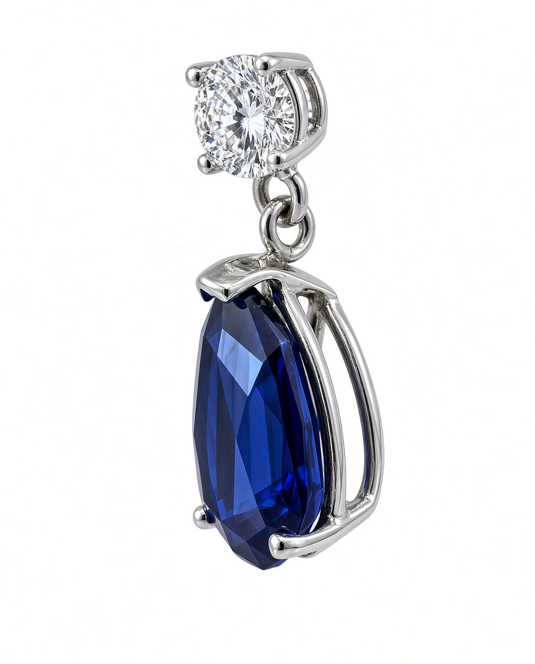 8.15 CT Lab-Grown Sapphire &amp; 0.82 CT Natural Diamond Earrings in 14K White Gold
