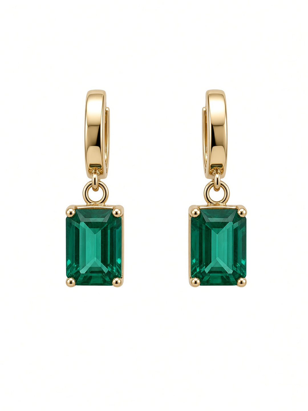 3.71 CT Natural Green Emerald Earrings in 14K Yellow Gold