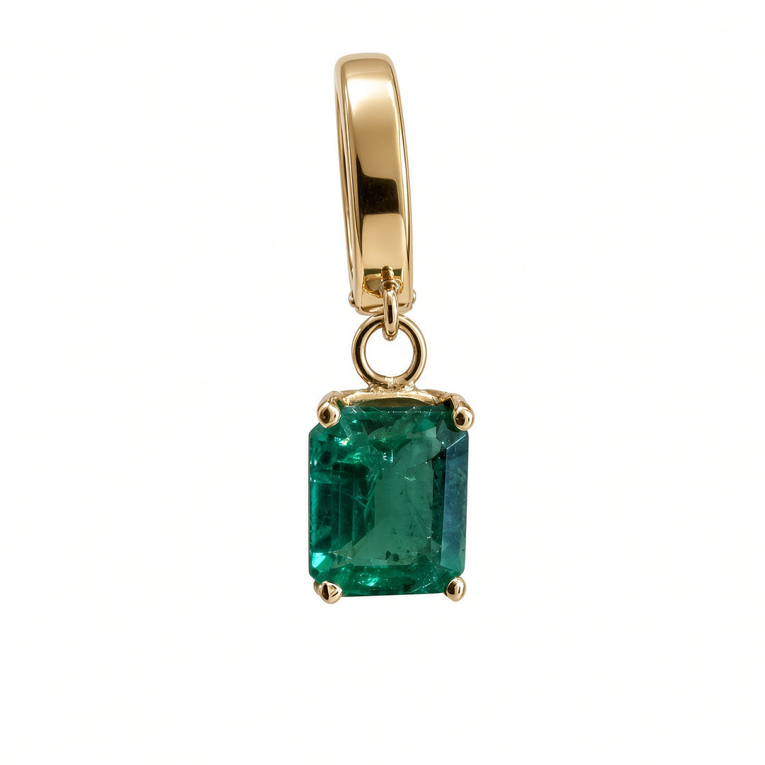 3.71 CT Natural Green Emerald Earrings in 14K Yellow Gold