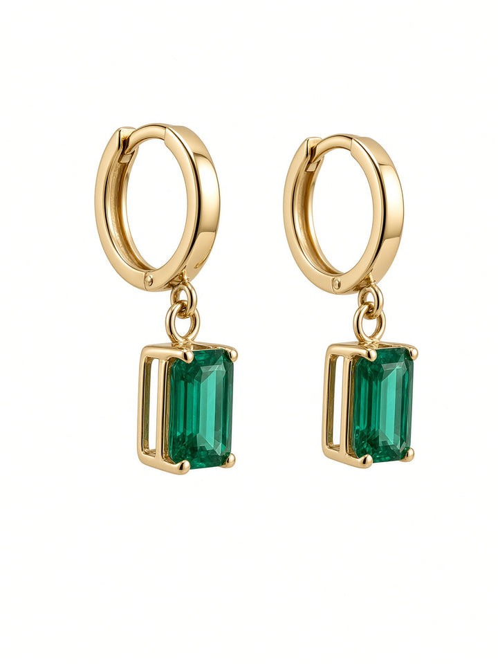 3.71 CT Natural Green Emerald Earrings in 14K Yellow Gold