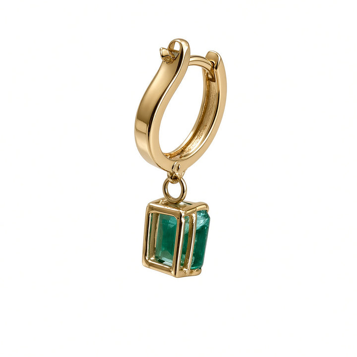 3.71 CT Natural Green Emerald Earrings in 14K Yellow Gold