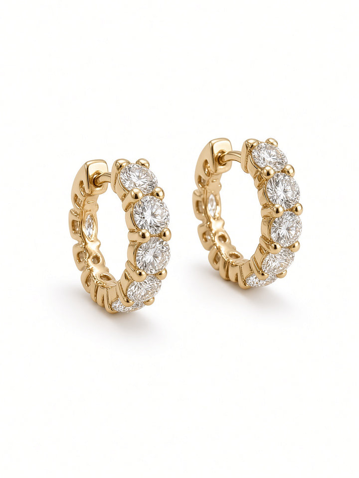 3.07 CT Lab-Grown Diamond Hoop Earrings in 14K Gold
