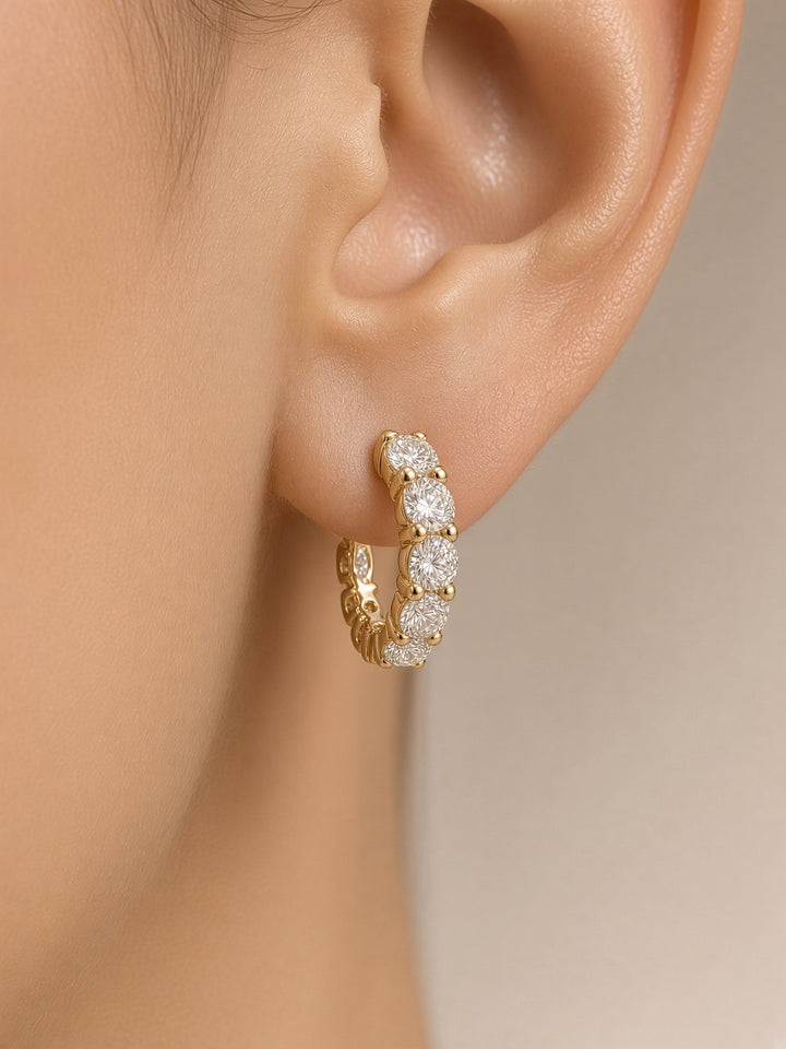 3.07 CT Lab-Grown Diamond Hoop Earrings in 14K Gold