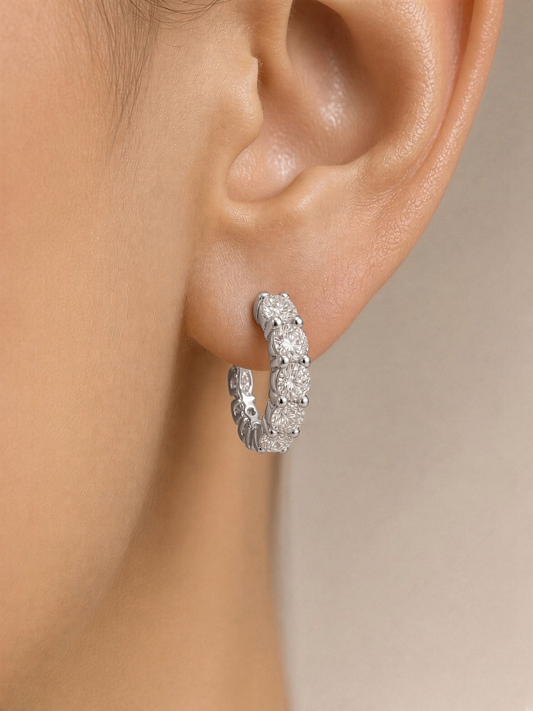 3.07 CT Lab-Grown Diamond Hoop Earrings in 14K Gold