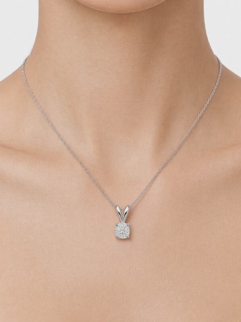 0.92CT Old-Cut Natural Diamond Pendant Necklace in 14K White Gold