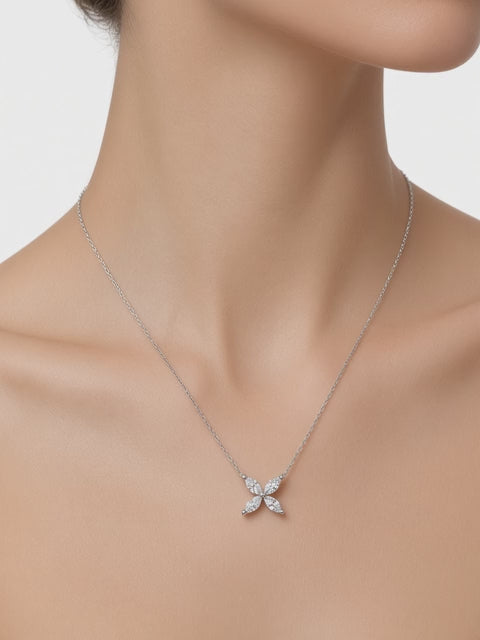 14K White Gold Four Marquise Lab-Grown Diamond Pendant – 0.47CT