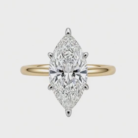 2.50CT Marquise Lab Diamond Dual-Color Solitaire Engagement Ring