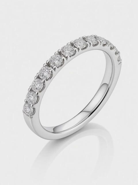 14K White Gold Pavé Lab Diamond Wedding Band — 0.80 CT