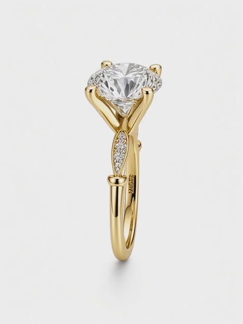 14K White Gold Engagement Ring with 2.05CT Round Cut Lab Grown Diamond and 0.18CT RBC Channel Set