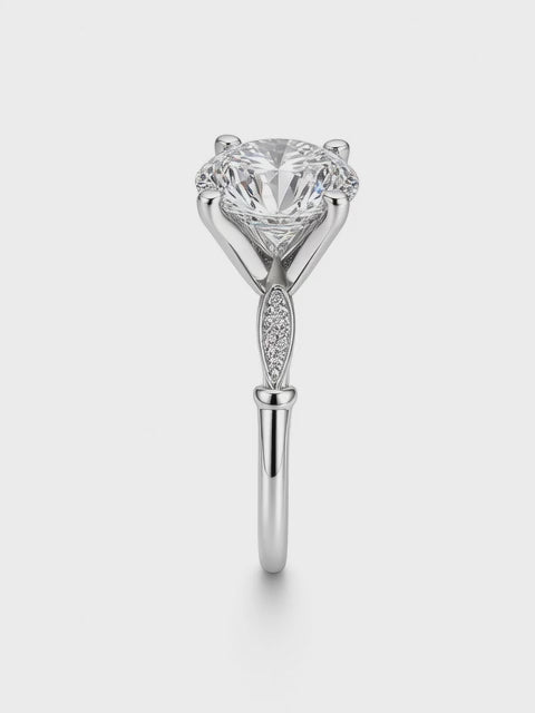 14K White Gold Engagement Ring with 2.05CT Round Cut Lab Grown Diamond and 0.18CT RBC Channel Set